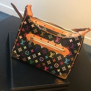Black and rainbow LV bag
